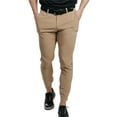 thumbnail image 1 of Men's Casual Pants Men's Solid Color Tight Pocket Zipper Business Casual Daily Slim Fit Small Trousers Khaki 36, 1 of 8