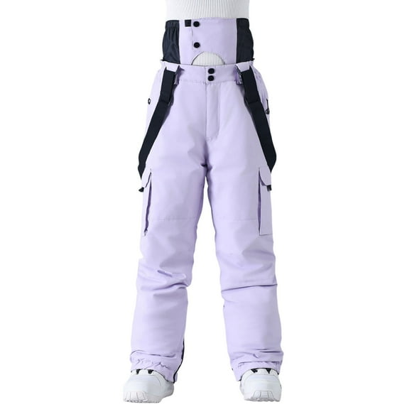 Men's Casual Pants Men's Solid Colour Windproof Winter Outdoor Warm Thickened Double Shoulder Ski Trousers Sport Comfort Trousers With Side Double Pockets Purple 3XL