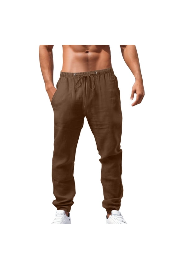 Men's Casual Pants Men's Spring and Summer All-Season Hop Breathable Loose Casual Sports Pants Brown M