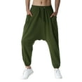 thumbnail image 1 of Men's Casual Pants Men's Sweatpants Pants Soft Comfy Loose Wide Leg Trousers Sports Running Jogger Harem Green XL, 1 of 8