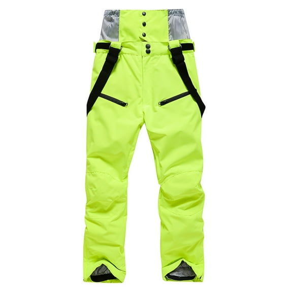 Men's Casual Pants Men's Winter Strap Windproof Warm And Thickened Ski Pants Green S