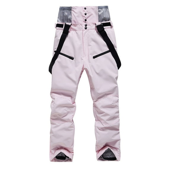 Men's Casual Pants Men's Winter Strap Windproof Warm And Thickened Ski Pants Pink L