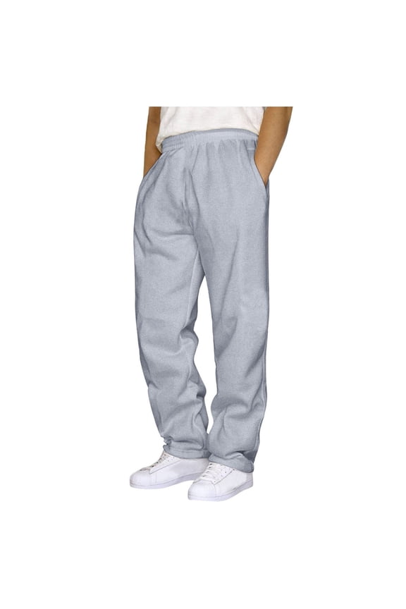 Men's Casual Pants Mens Hop Pants Casual Solid Color Track Workout With Pocket Grey S