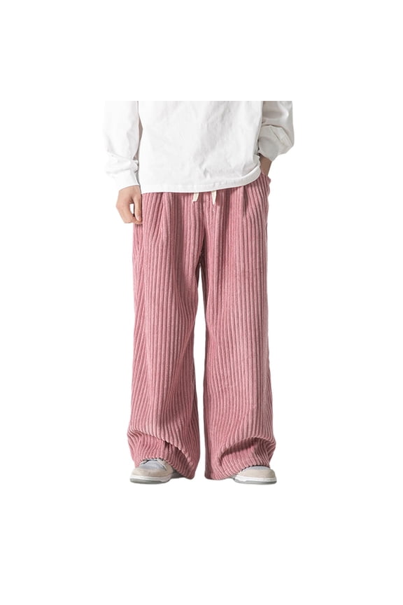 Men's Casual Pants Mens Slim Fit Straight Tube Retro Hop Pants Street Jeans Pink 2XL
