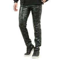 Men's Casual Pants Mens Slim Fitting Leather Pants Leggings Tight Elastic Trend Motorcycle Leather Camouflage M