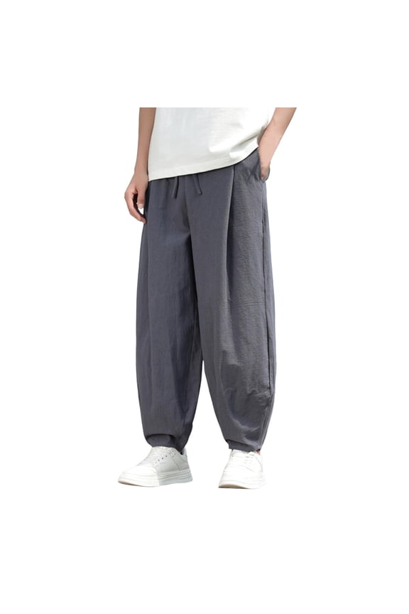Men's Casual Pants Mens Solid Sweatpants Casual Harem Pants Sportswear Trousers With Pockets Grey L