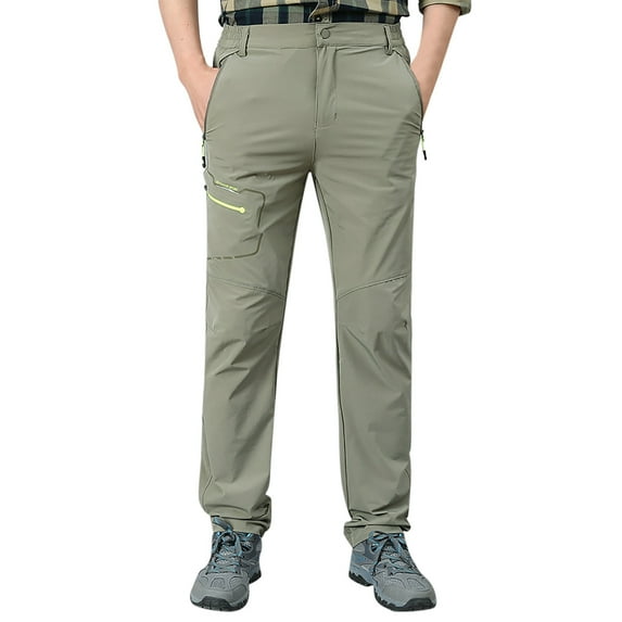 Men's Casual Pants Mens Stretch Work Hiking Pants Quicking Dry Lightweight Windproof Outdoor Travel Climbing Fishing Cargo Army Green L
