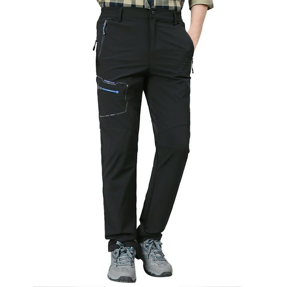 Men's Casual Pants Mens Stretch Work Hiking Pants Quicking Dry Lightweight Windproof Outdoor Travel Climbing Fishing Cargo Black 4XL