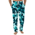 thumbnail image 1 of Men's Casual Pants, Plain Knit Solid Color with Camouflage Print Pocket, Home Pajama Trousers for Sleeping, Lounge Wear and Indoor Comfort,Cyan,S, 1 of 7
