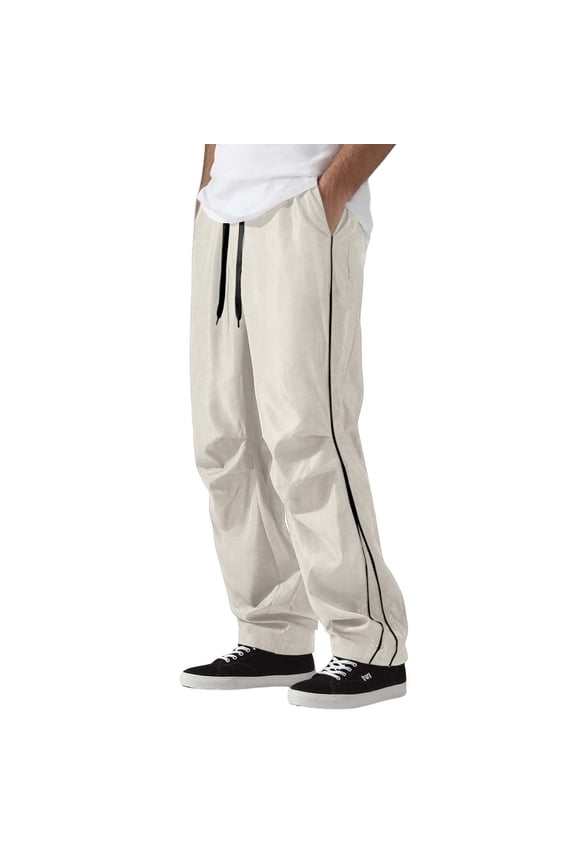 Men's Casual Pants Spring Summer Fashion Retro Loose Straight Comfortable Breathable Lightweight Outdoor Sports Travel Men's Pants Flex Fit Elastic Waist Summer Casual