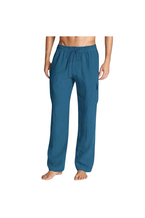 Men's Casual Pants Straight Fit Comfortable Elastic Waist Pants For Daily Wear Home Relaxation Spring Summer Breathable Soft Fabric