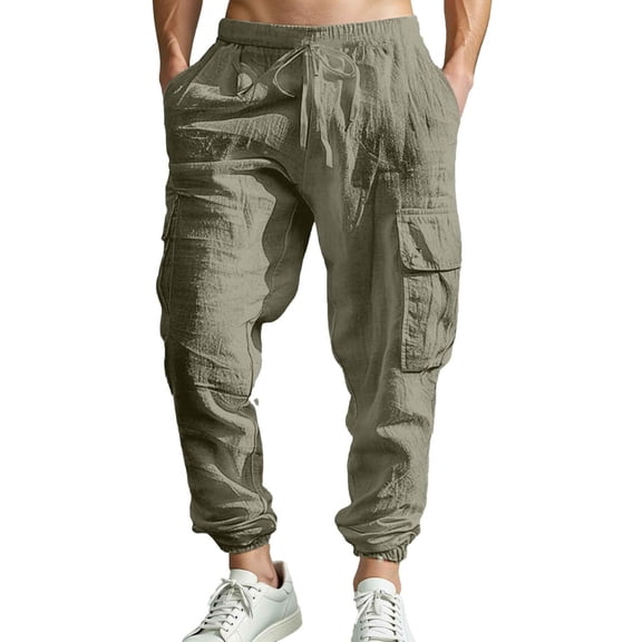 Men's Casual Pants Stylish Comfortable Fit Everyday Wear Multiple Pockets Ties For Spring Summer Fall T Shirt Pairing Stretch Dress Pants Mens Elastic Waist