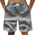 thumbnail image 1 of Men's Casual Pants Summer Men Linen Fashion Sports Cargo Pants Straight Leg Loose Shorts Beach Grey L, 1 of 4