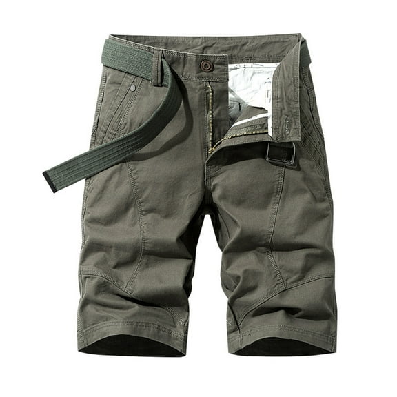 Men's Casual Pants Summer Men's Casual Plus Size Baggy Solid Color Cargo Shorts Army Green 28