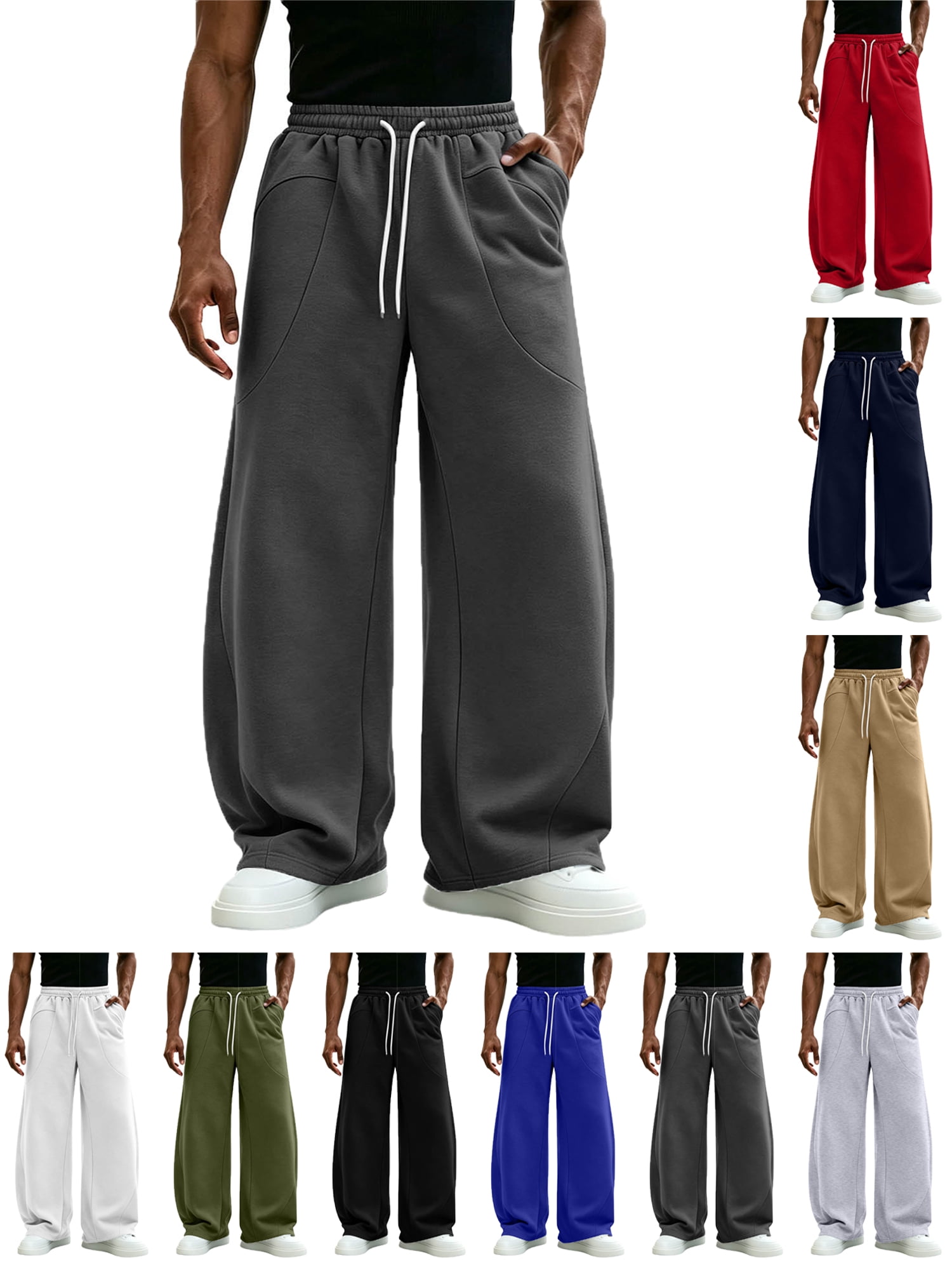 Sweatpants for Men Zeliretfy Men's Baggy Sweatpants Cotton Fleece
