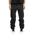 thumbnail image 1 of Men's Casual Pants Woven Fabric With Multiple Pockets Solid Color Casual Pants Work Pants Sweatpants for Men Black 2XL, 1 of 8