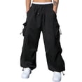 thumbnail image 1 of Men's Casual Parachute Pants Wide Leg Trousers Beam Feet Harem Baggy Cargo Pants for Trendy Street Wear, 1 of 7
