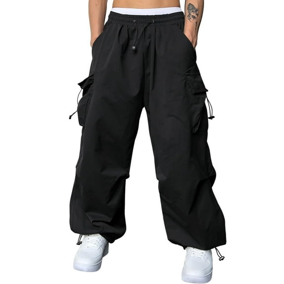 Men's Casual Parachute Pants Wide Leg Trousers Beam Feet Harem Baggy Cargo Pants for Trendy Street Wear