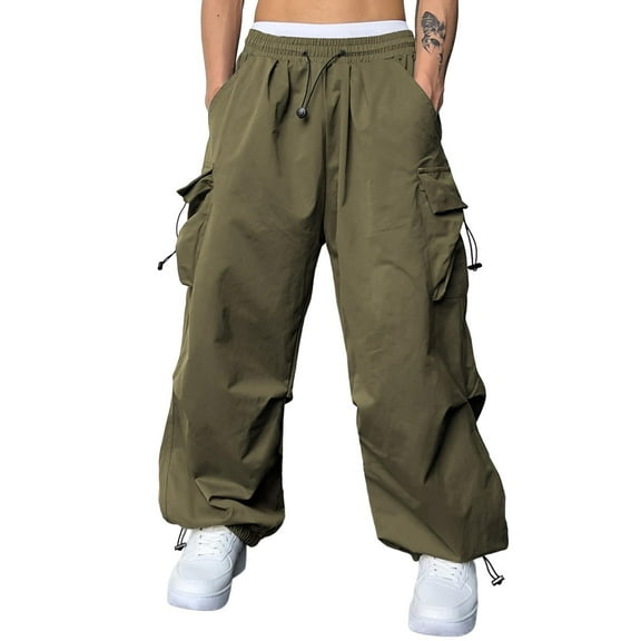 Men's Casual Parachute Pants Wide Leg Trousers Beam Feet Harem Baggy Cargo Pants for Trendy Street Wear