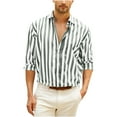 thumbnail image 1 of Men's Casual Personality Stripe Shirts Loose Button Down Lapel Blouses Holiday Beach Shirts, 1 of 5