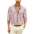 thumbnail image 1 of Men's Casual Personality Stripe Shirts Loose Button Down Lapel Blouses Holiday Beach Shirts, 1 of 5