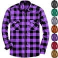 thumbnail image 1 of Men's Casual Plaid Shacket Zip Up Shirt Jacket Fall Overshirt Warm Flannel Coat with Chest Pockets for Daily Wear Travel Outerwear, Purple, XL, 1 of 8