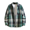thumbnail image 1 of Men's Casual Plaid Shirt Plus Size Color Block Button Down Shirt Loose Fit Lapel Long Sleeve Shirt, 1 of 3