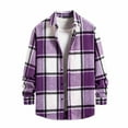 thumbnail image 1 of Men's Casual Plaid Turn-down Collar Long Sleeve Shirt Button Down Loose Blouse Coat, 1 of 7