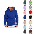 thumbnail image 1 of Men's Casual Plain Hoodie 2025 Fall Winter Long Sleeve Basic Hooded Sweatshirt with Pockets Pullover Tops, 1 of 1