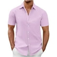 thumbnail image 1 of Men's Casual Plain Shirts Button Down Short Sleeve Shirt Solid Color Formal Tee Summer Beach Hawaiian T Shirts, 1 of 5