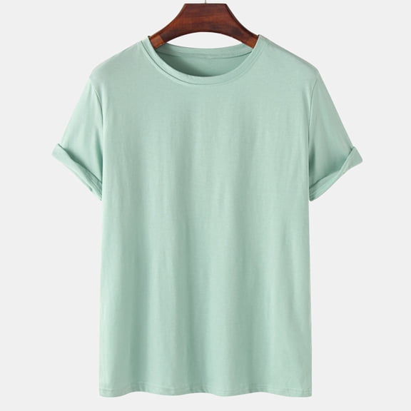 Men's Casual Plain T-Shirts Crewneck Short Sleeve Casual Solid Color Round Neck Pullover Tee Shirt Daily Tops