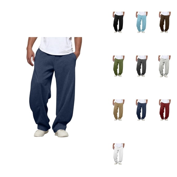 Men's Casual Pleated Trousers with Side Pockets – Relaxed Fit Wide Leg Soft Pants, Expandable Waist, Big & Tall Comfort Slacks