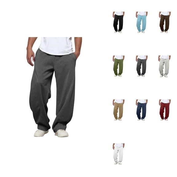 Men's Casual Pleated Trousers with Side Pockets – Relaxed Fit Wide Leg Soft Pants, Expandable Waist, Big & Tall Comfort Slacks