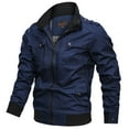 thumbnail image 1 of Men's Casual Plus Size Military Jacket Cotton Solid Coat Men Zipper Jacket, 1 of 1