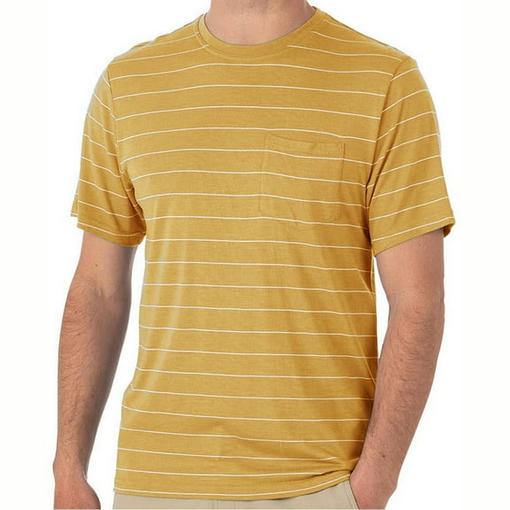 Men's Casual Pocket Short Sleeve Tee Basic Striped Summer Cotton Soft Tee Tops