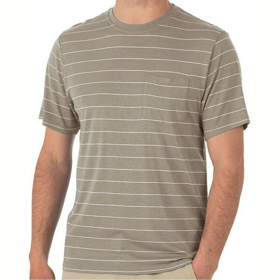 Men's Casual Pocket Short Sleeve Tee Basic Striped Summer Cotton Soft Tee Tops