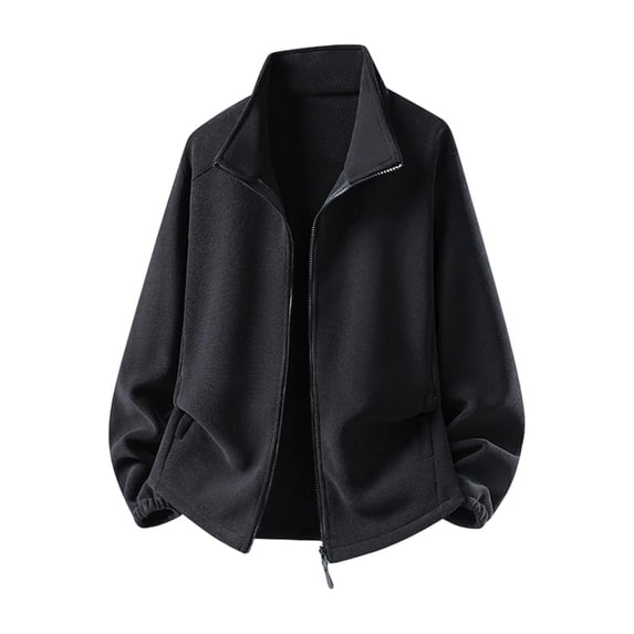 Men's Casual Polar Fleece Zipper Jacket Outdoor Hiking Jackets Full Zip Stand Collar Soft Warm Coat