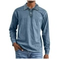 thumbnail image 1 of Men's Casual Polo Shirts Big & Tall Button Basic Long Sleeve Collared Shirt Plain Comfy Cotton Tees Stylish Tops, 1 of 5