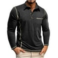 thumbnail image 1 of Men's Casual Polo Shirts Classic Long Sleeve Button Basic Henley T-Shirt Lightweight Cotton Golf Tops with Pocket, 1 of 8