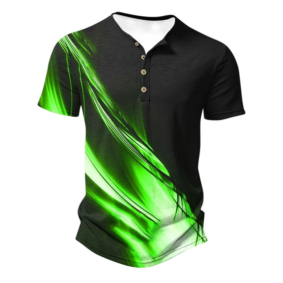 Men's Casual Polo Shirts Short Sleeve 3D Digital Print T-Shirts Summer Collared Button Up Workout Fitness Tops