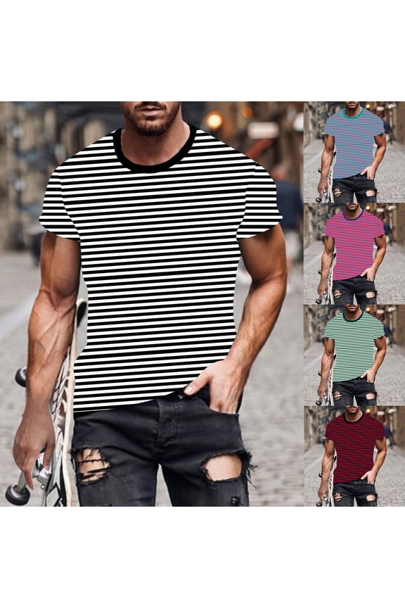Men's Casual Print Fashion Shirt Top T-Shirt Short Sleeve Crewneck Loose Fit Soft Cotton Breathable Daily Streetwear Travel Outfits Modern Essential | AESTIVO,Red 2XL