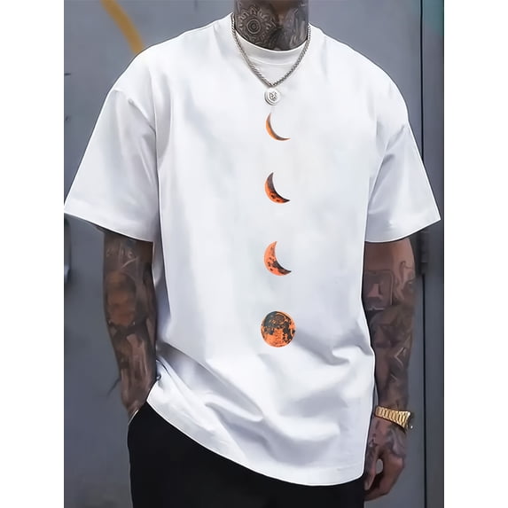 Men's Casual Print T-Shirt - Breathable COTTON Crew Neck, Machine Washable - Perfect for Summer Outings & Sports