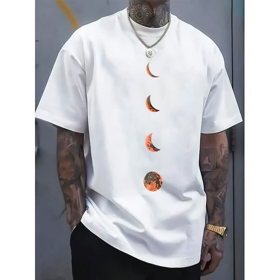 Men's Casual Print T-Shirt - Breathable COTTON Crew Neck, Machine Washable - Perfect for Summer Outings & Sports