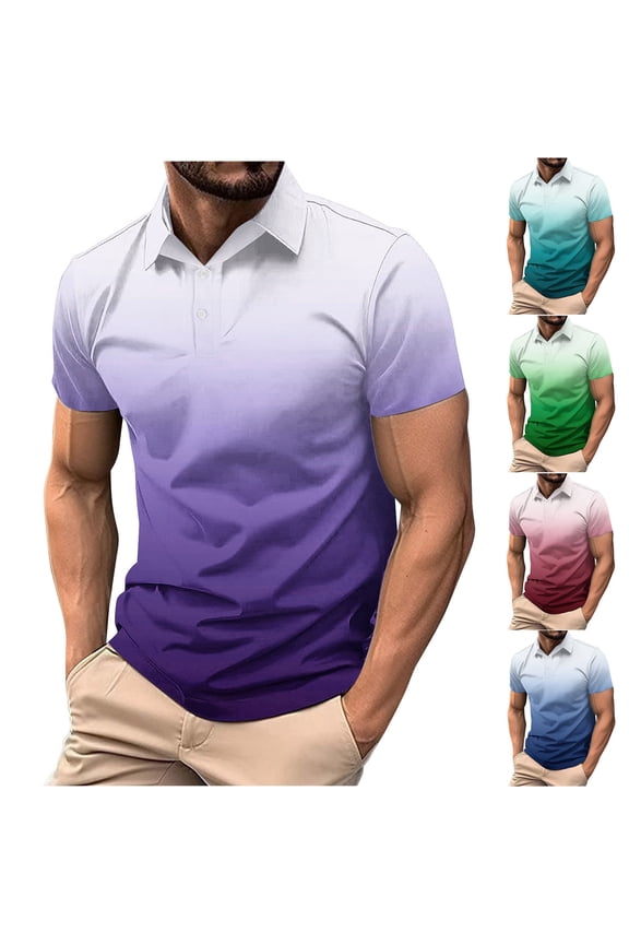 Men's Casual Printed Short Sleeve Turn Down Collar Button Up Side Split T-Shirt Blouse Top for Summer Beach Vacation Golf Streetwear Outfits | AESTIVO,Green 2XL