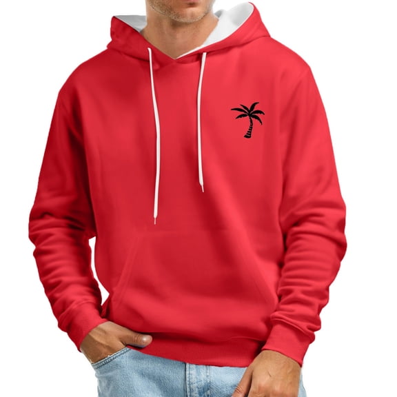 Men's Casual Pullover Hoodie with Pocket and Stylish Letter Print for Sports and Everyday Wear Oversized Pullover Long Sleeve Crewneck Casual Tops