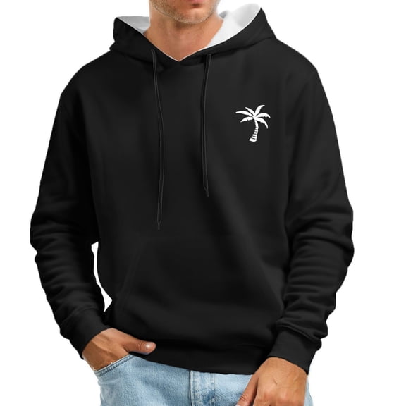 Men's Casual Pullover Hoodie with Pocket and Stylish Letter Print for Sports and Everyday Wear Oversized Pullover Long Sleeve Crewneck Casual Tops