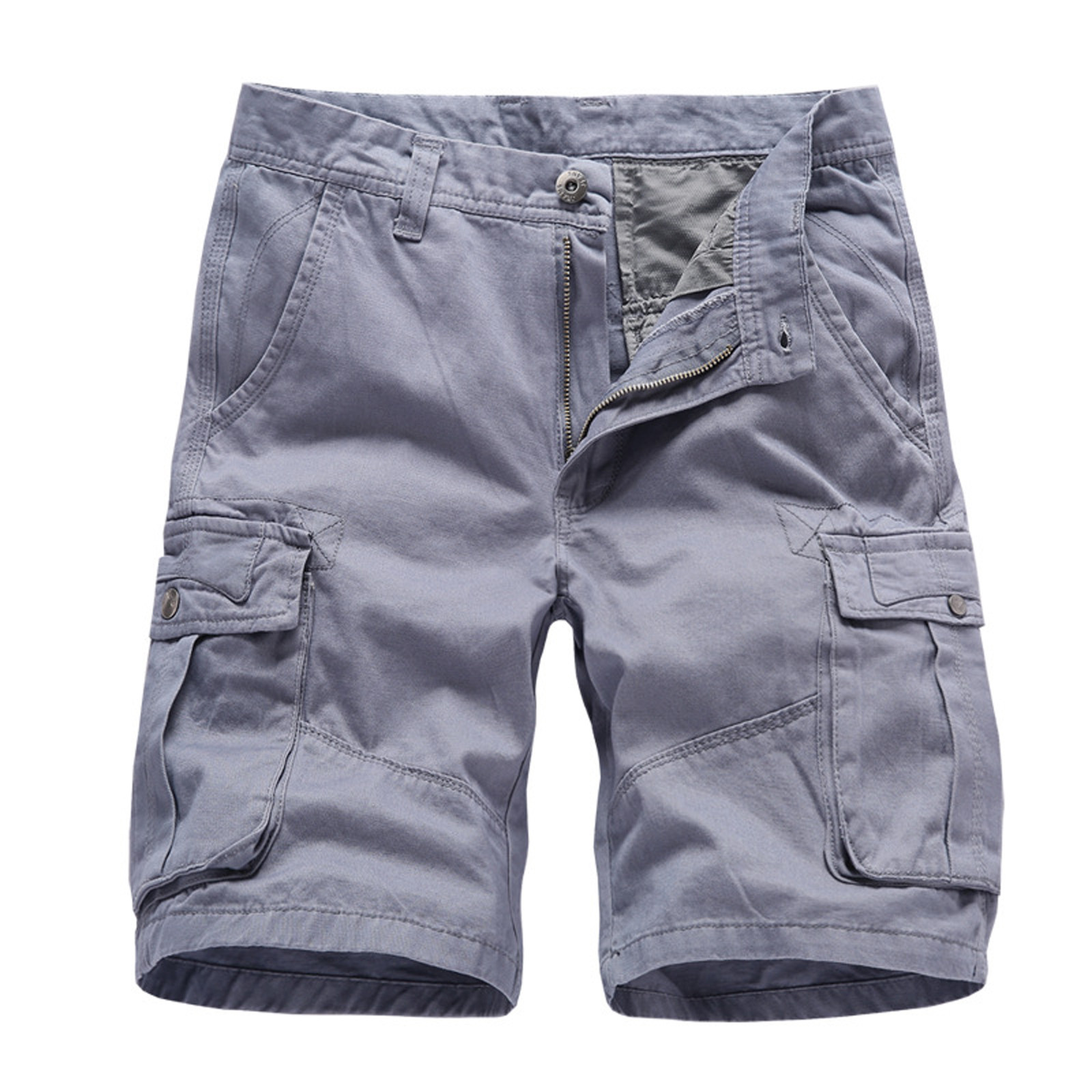 Men's Casual Pure Color Outdoors Pocket Beach Work Trouser Cargo Shorts ...