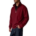thumbnail image 1 of Men's Casual Quarter Zip Sweatshirt with Stand Collar Design Solid Color Long Sleeve Fleece Pullover for Sports and Daily Wear, 1 of 6