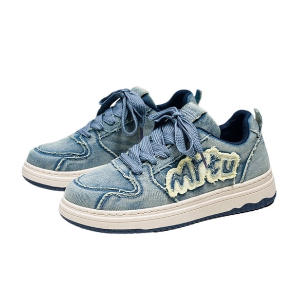 Men’s Casual Retro Canvas Sneakers, Breathable Denim-Style Thick Sole Shoes, Lightweight Lace-Up Walking Sneakers, Streetwear Fashion Travel Comfort Shoes for Daily Wear