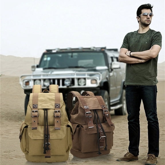 Men's Casual Retro Large Capacity Backpack,Black
